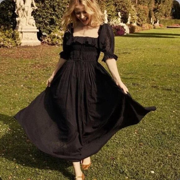 Dôen RARE Sol Dress in Ink Black Size L - Picture 1 of 4